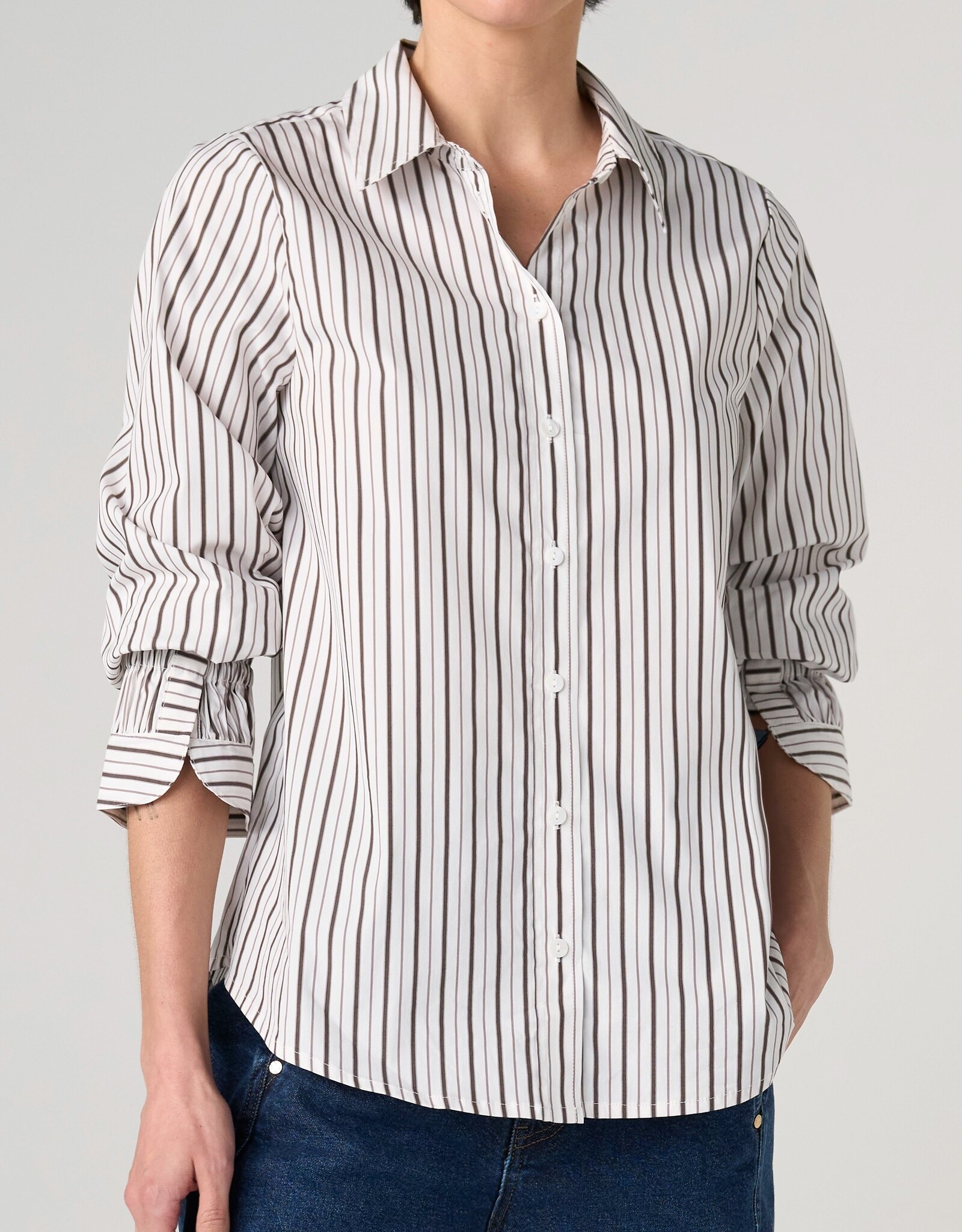 Liverpool Adjustable Sleeve Button up Top