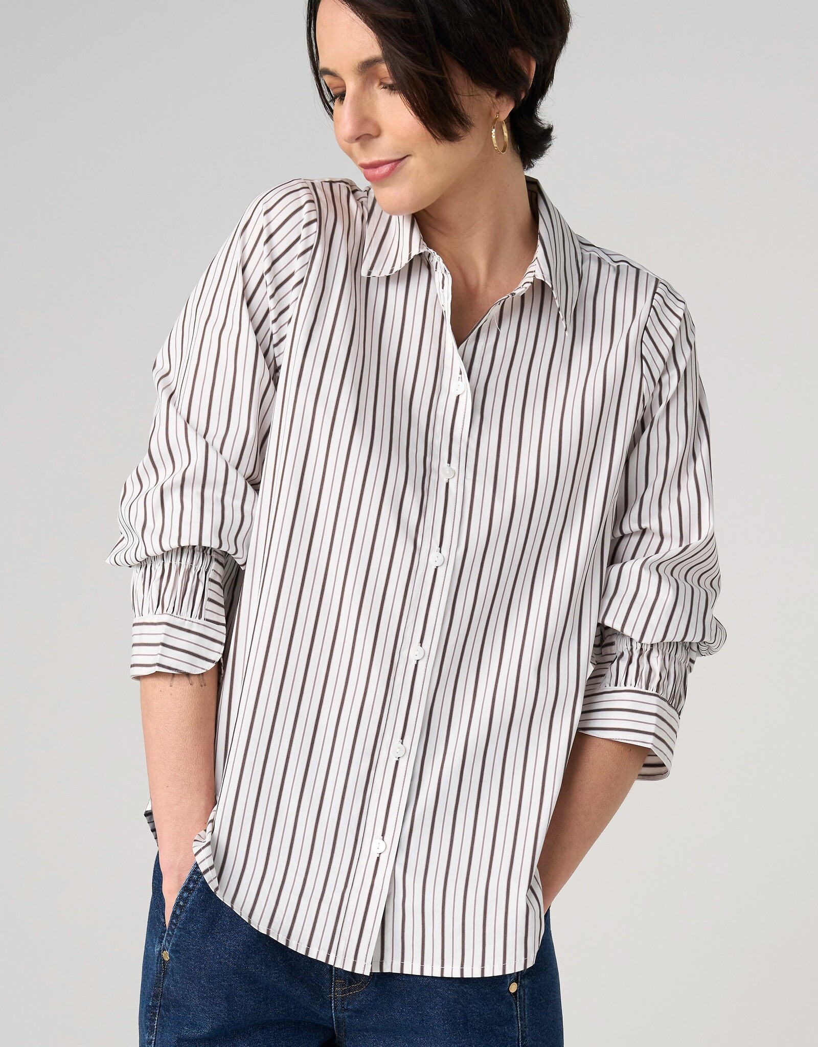 Liverpool Adjustable Sleeve Button up Top