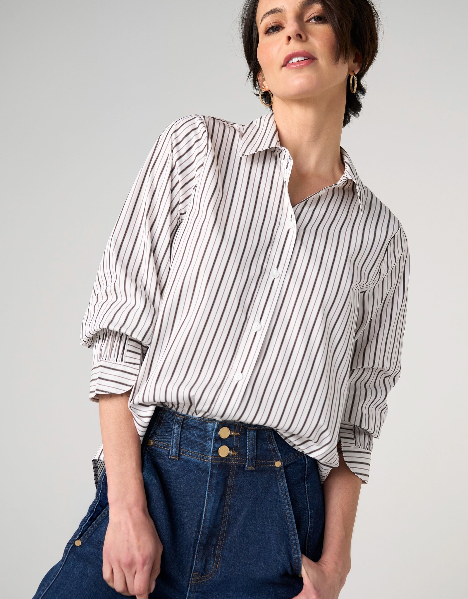 Liverpool Adjustable Sleeve Button up Top