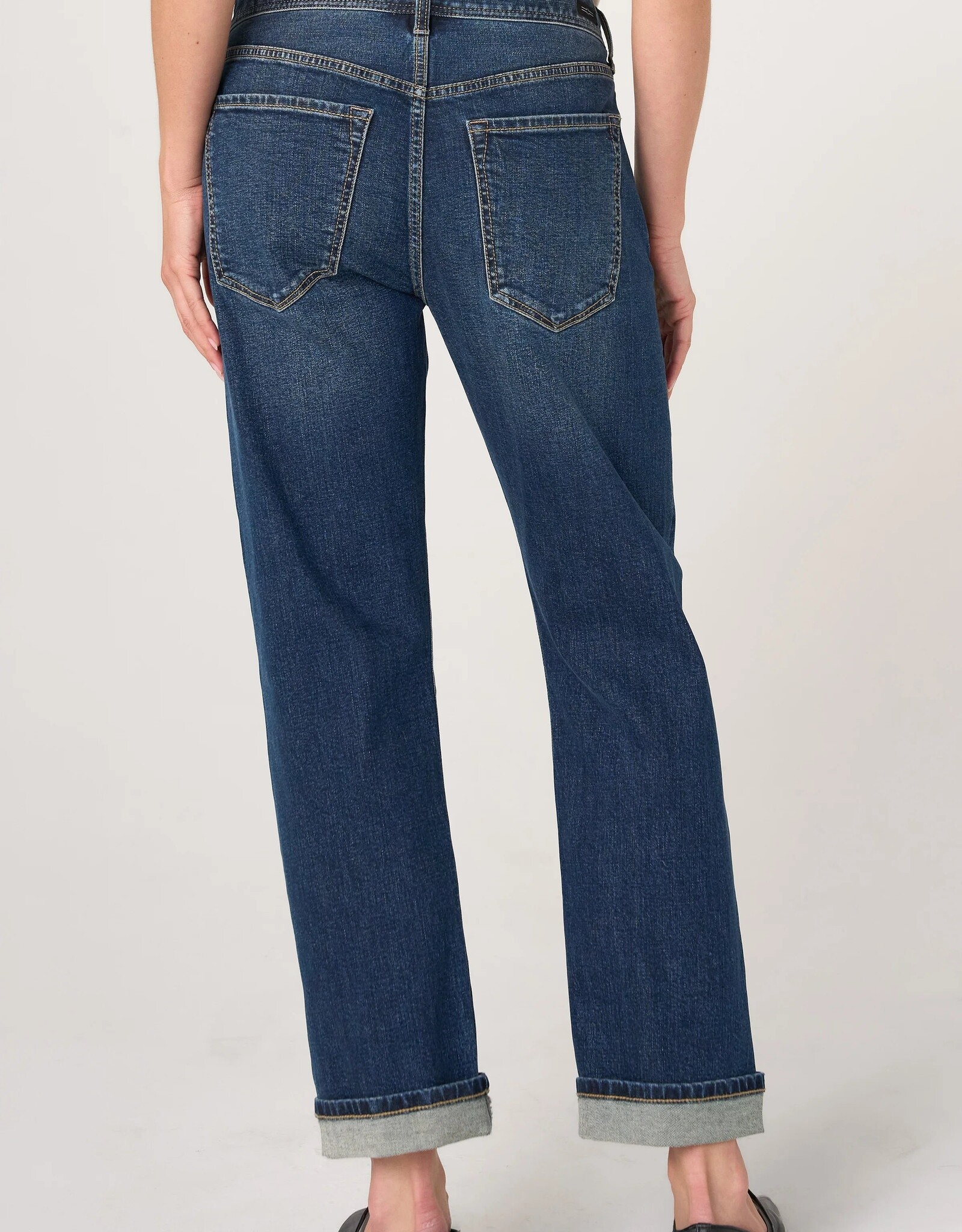 Liverpool Sloane Slouchy Girlfriend Cuffed-Selvedge Comet Blue