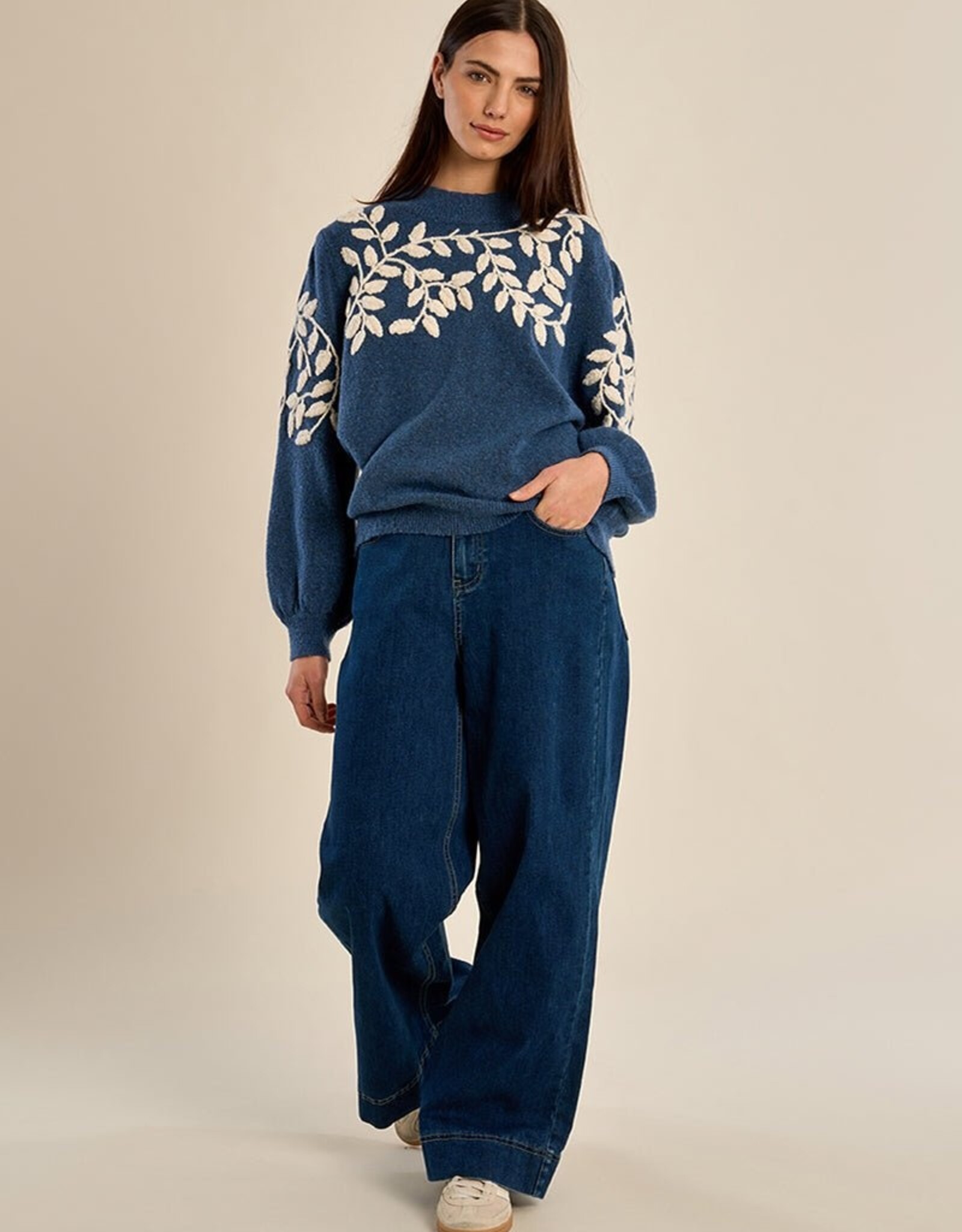 Molly Bracken Shoulder Emb Sweater