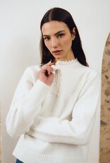 Molly Bracken Lace Detail Henley Sweater