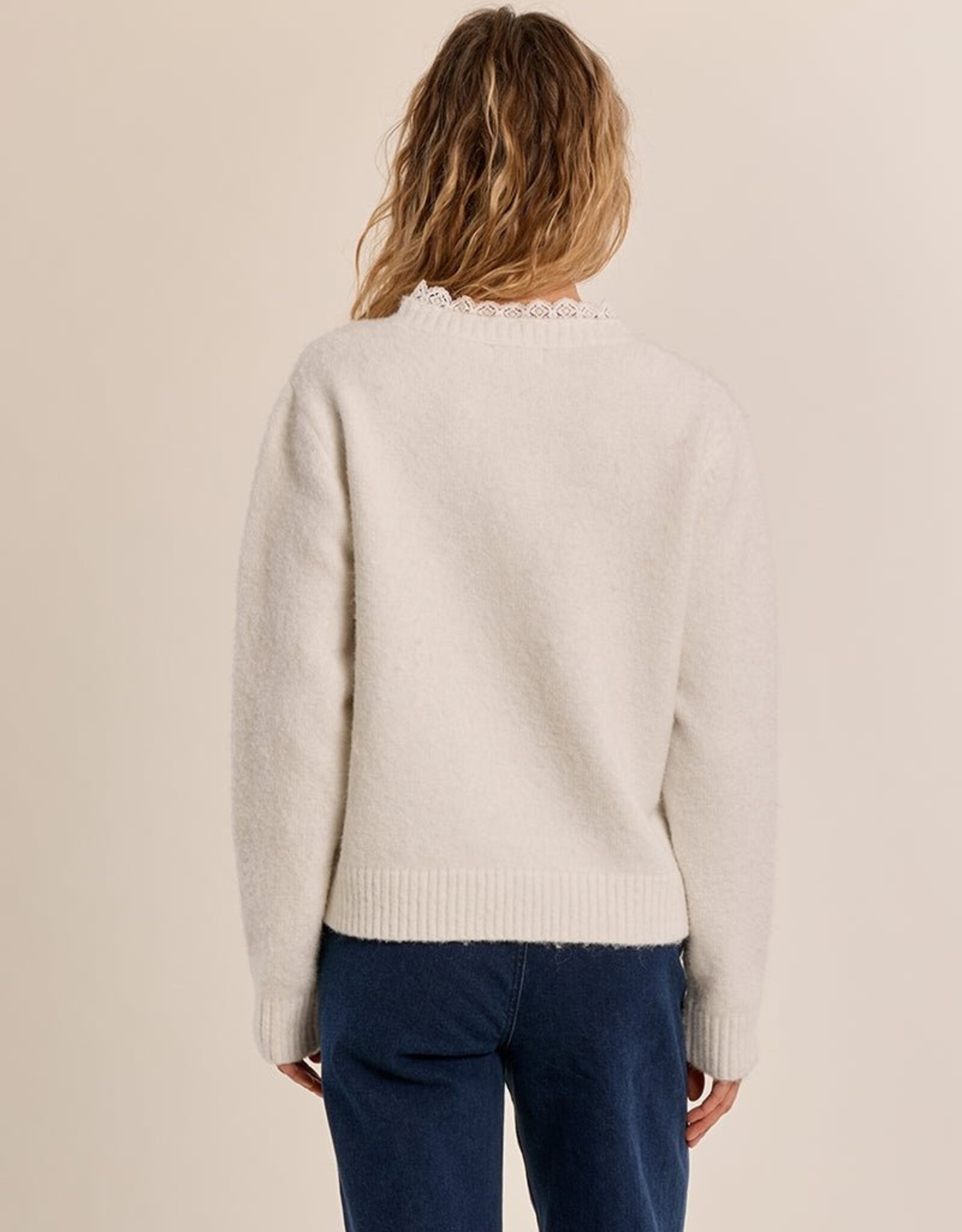 Molly Bracken Lace Detail Henley Sweater