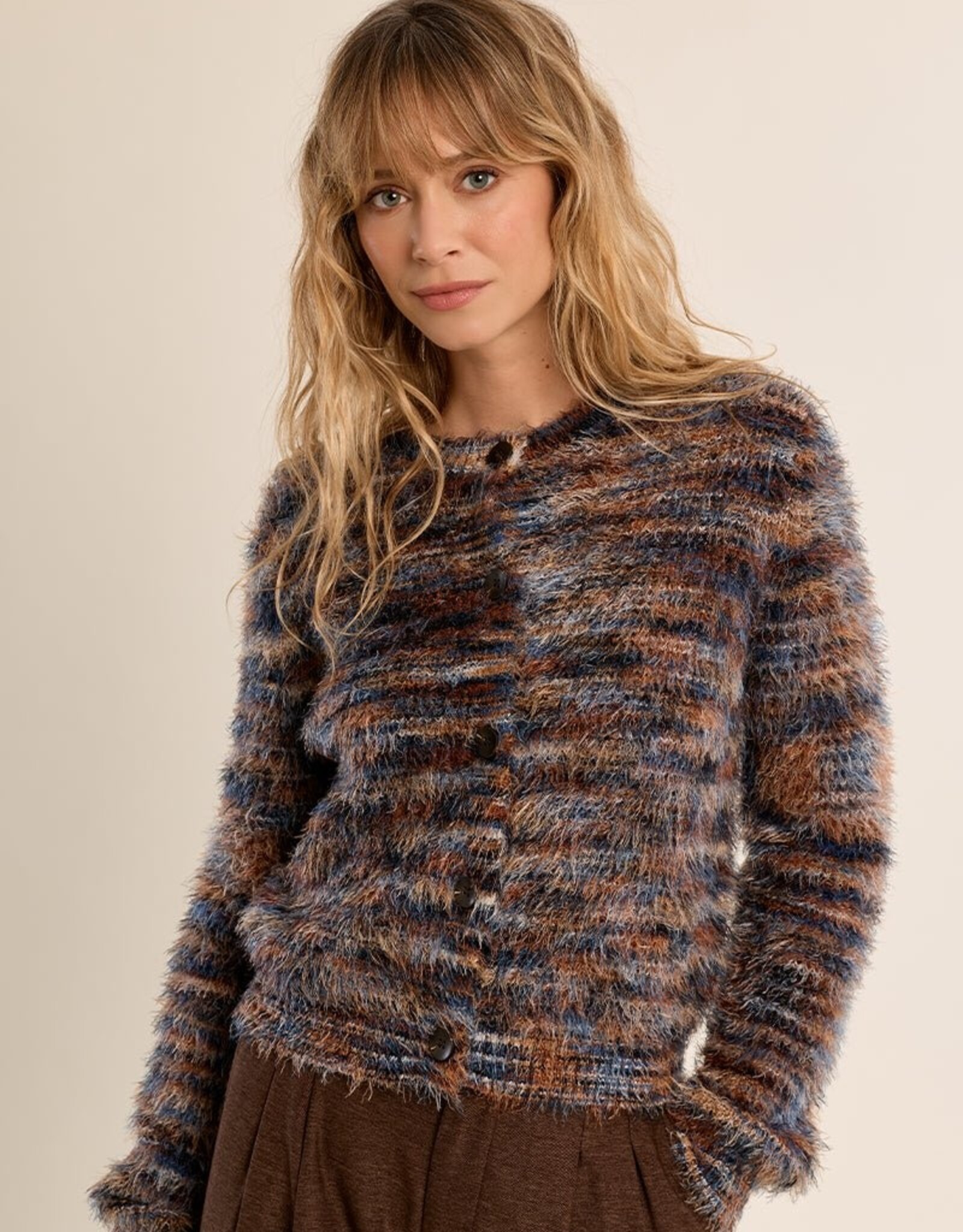 Molly Bracken Striped Fuzzy Sweater