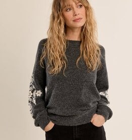 Molly Bracken Emb Sleeve Sweater