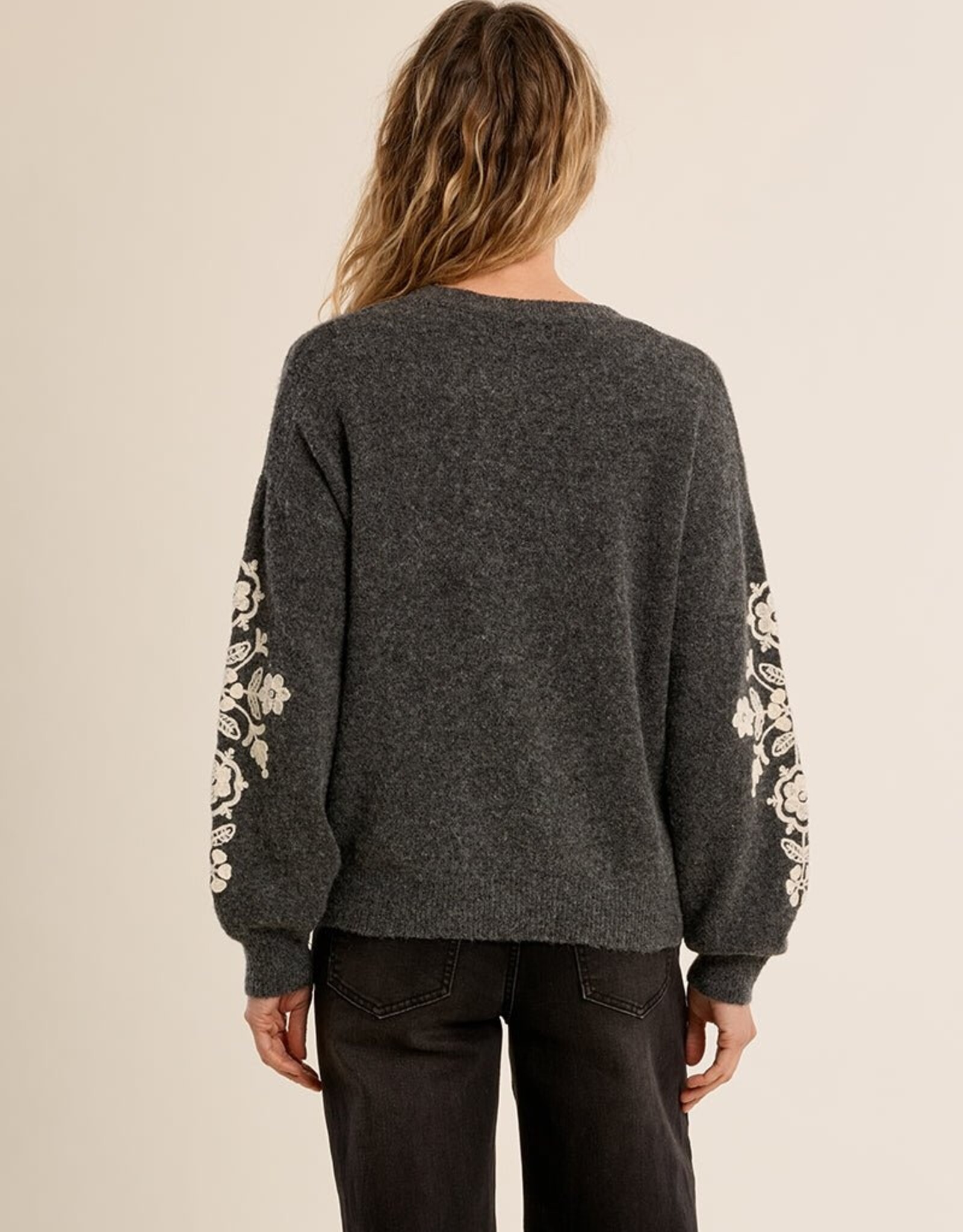 Molly Bracken Emb Sleeve Sweater