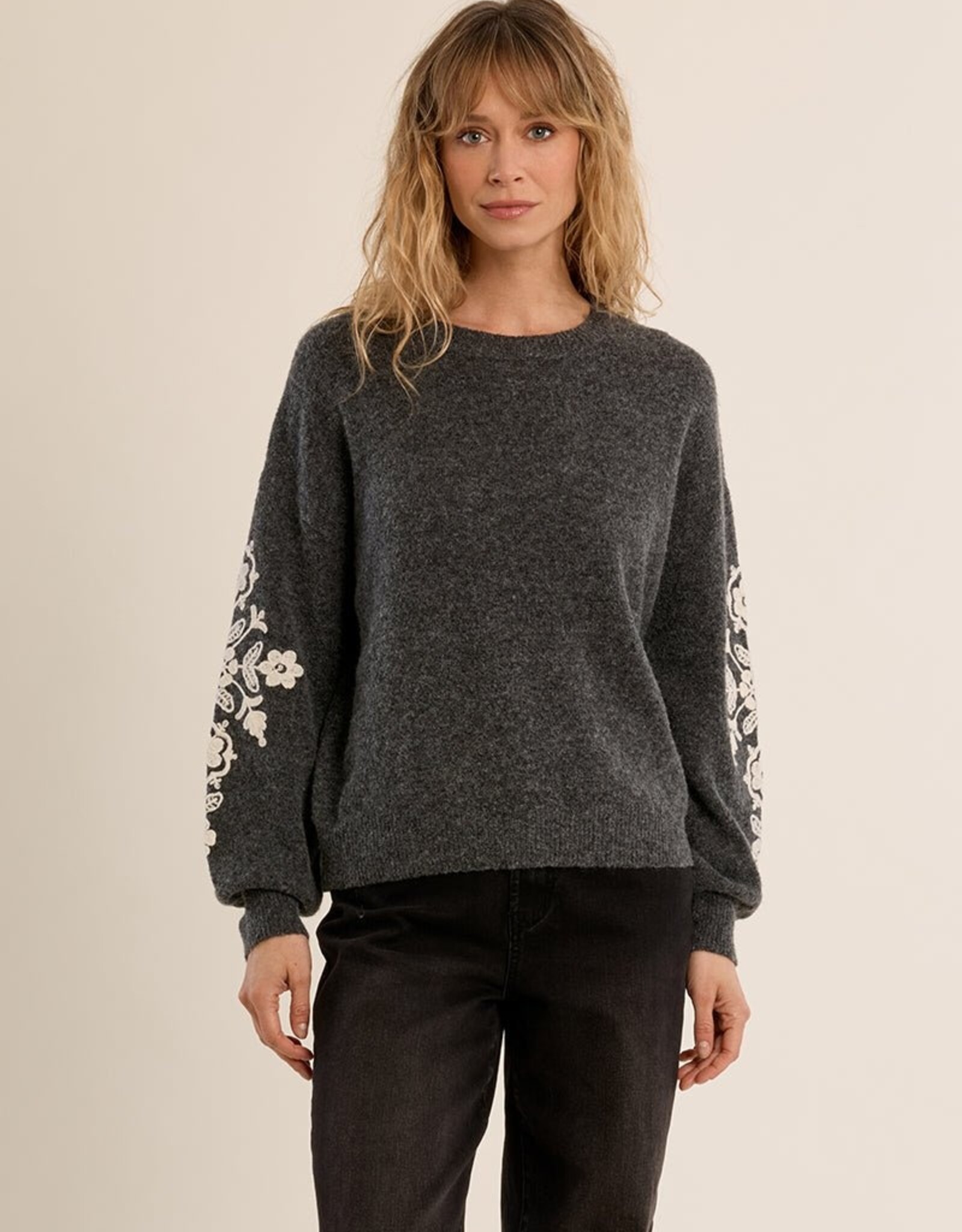 Molly Bracken Emb Sleeve Sweater