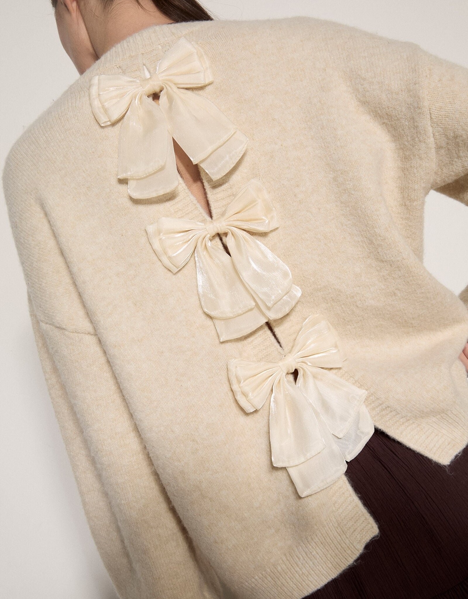 Apricot Organza Bow Back Jumper
