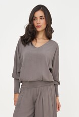 M Made in Italy L/S V-Nk Top w Wasitand Hem