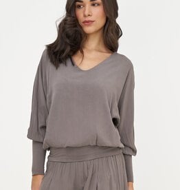 M Made in Italy L/S V-Nk Top w Wasitand Hem
