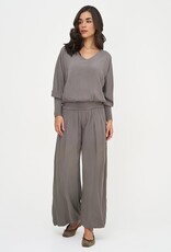 M Made in Italy L/S V-Nk Top w Wasitand Hem