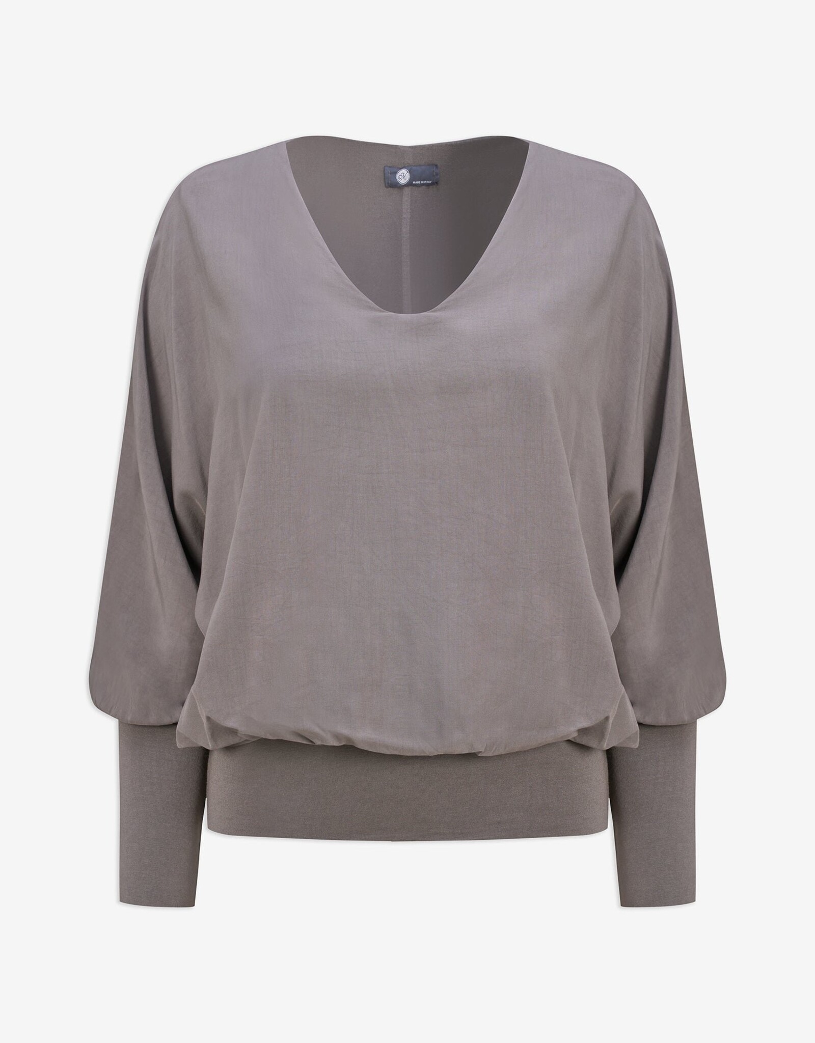M Made in Italy L/S V-Nk Top w Wasitand Hem