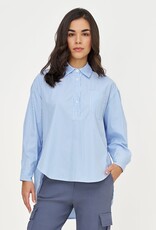 M Made in Italy Henley Striped Blouse