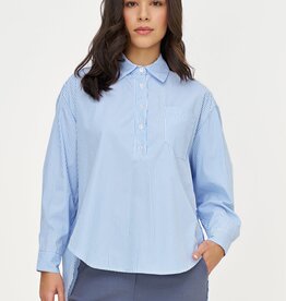 M Made in Italy Henley Striped Blouse