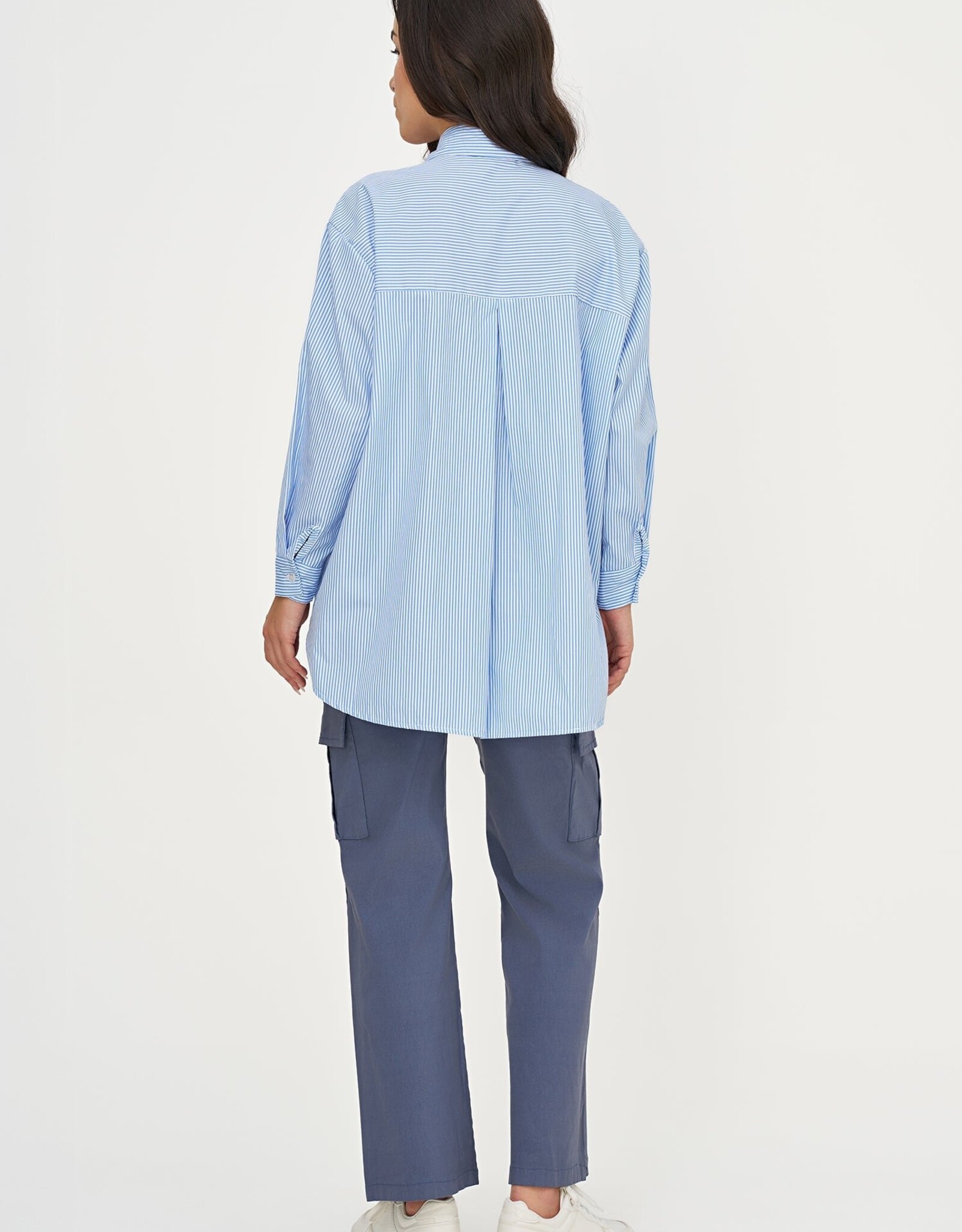 M Made in Italy Henley Striped Blouse