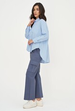 M Made in Italy Henley Striped Blouse