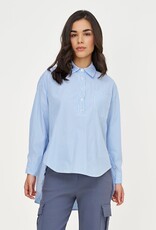 M Made in Italy Henley Striped Blouse