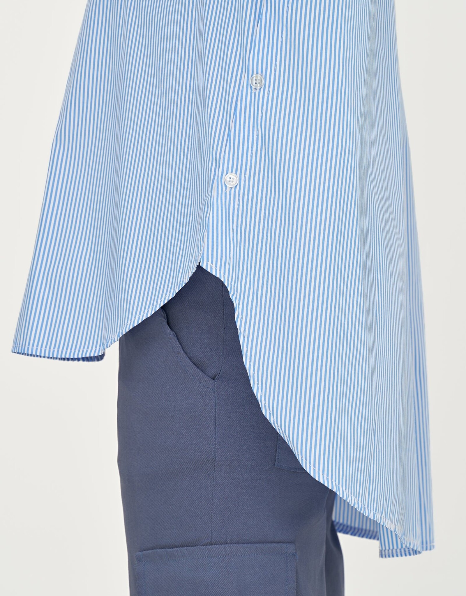 M Made in Italy Henley Striped Blouse