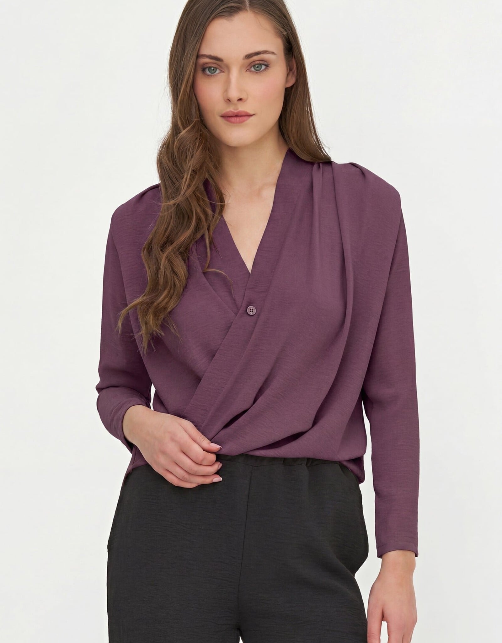 M Made in Italy Back Pleat Wrap Blouse