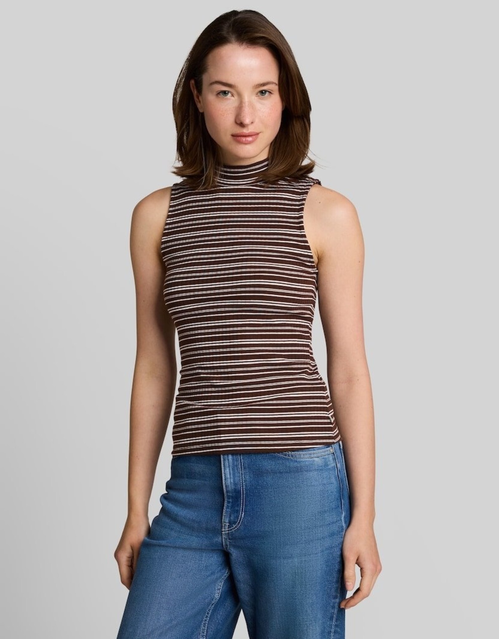 Tom Tailor Rib Striped Print Sless Top