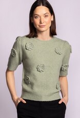 Pink Martini Roslyn S/S Knit Sweater w Flowers