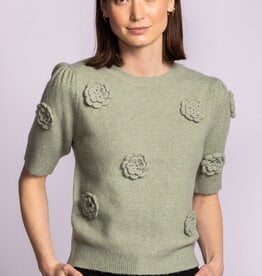 Pink Martini Roslyn S/S Knit Sweater w Flowers