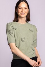 Pink Martini Roslyn S/S Knit Sweater w Flowers
