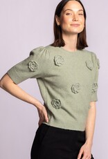 Pink Martini Roslyn S/S Knit Sweater w Flowers