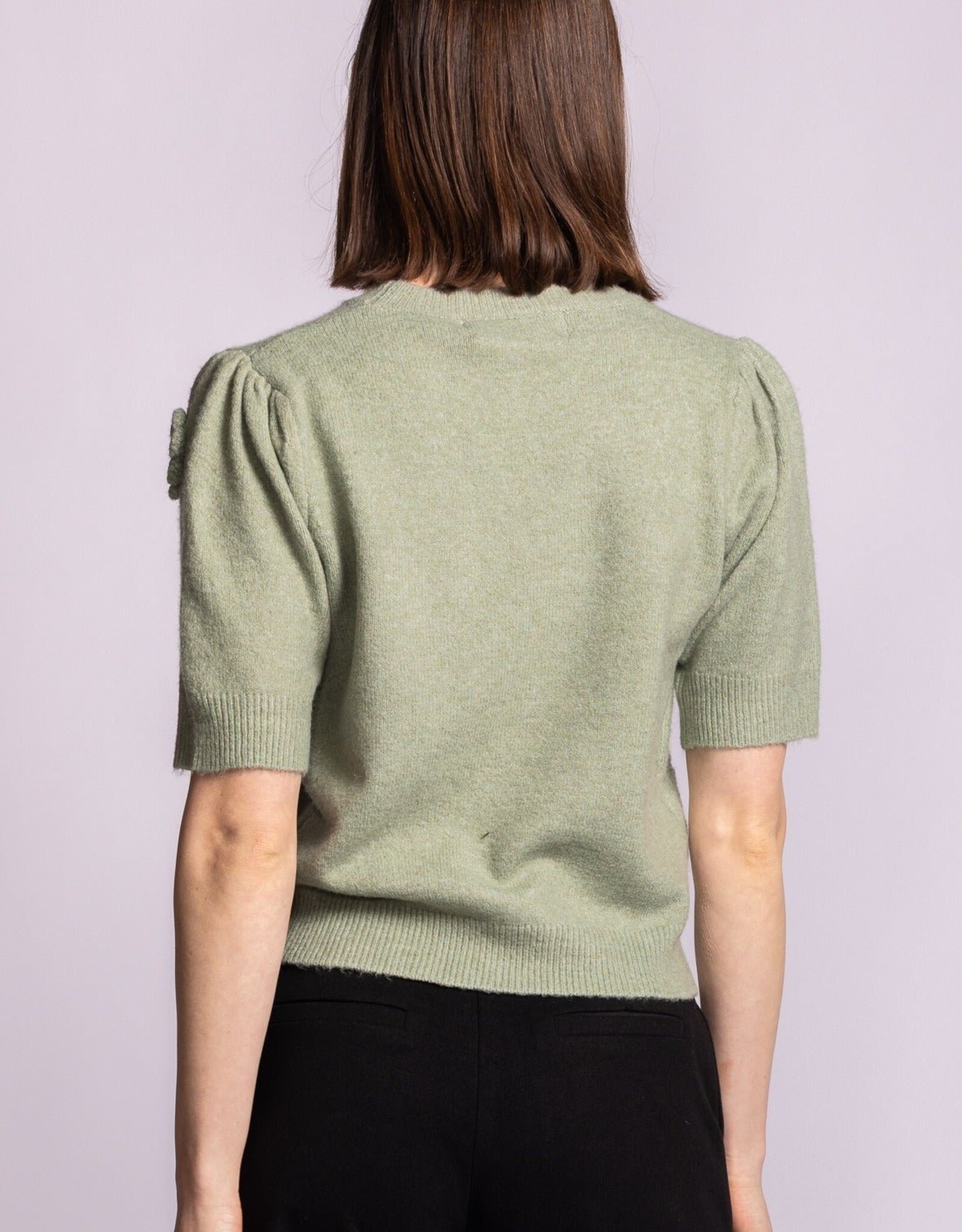 Pink Martini Roslyn S/S Knit Sweater w Flowers