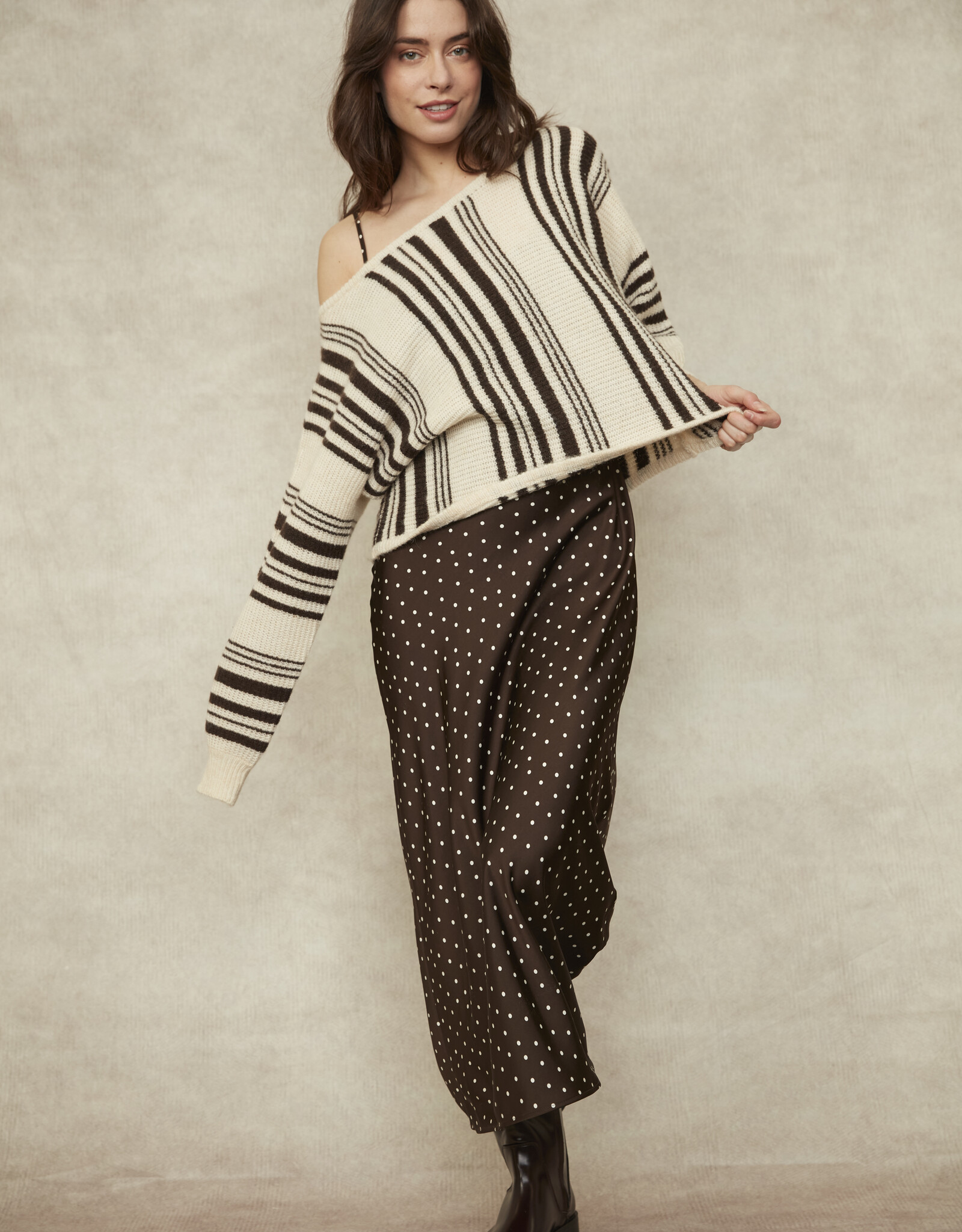 RD Style Jensyn LS Vertical Striped Boat NK Pullover