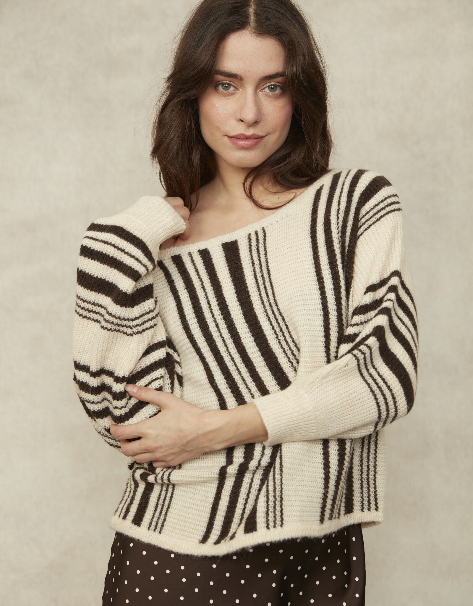 RD Style Jensyn LS Vertical Striped Boat NK Pullover