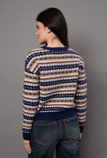 RD Style Nisha Multi Colour Striped Button CrewNK Cardigan