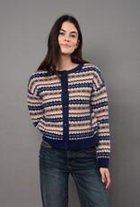 RD Style Nisha Multi Colour Striped Button CrewNK Cardigan