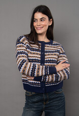 RD Style Nisha Multi Colour Striped Button CrewNK Cardigan