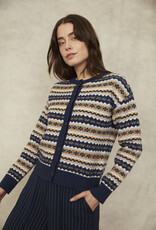RD Style Nisha Multi Colour Striped Button CrewNK Cardigan