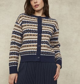 RD Style Nisha Multi Colour Striped Button CrewNK Cardigan