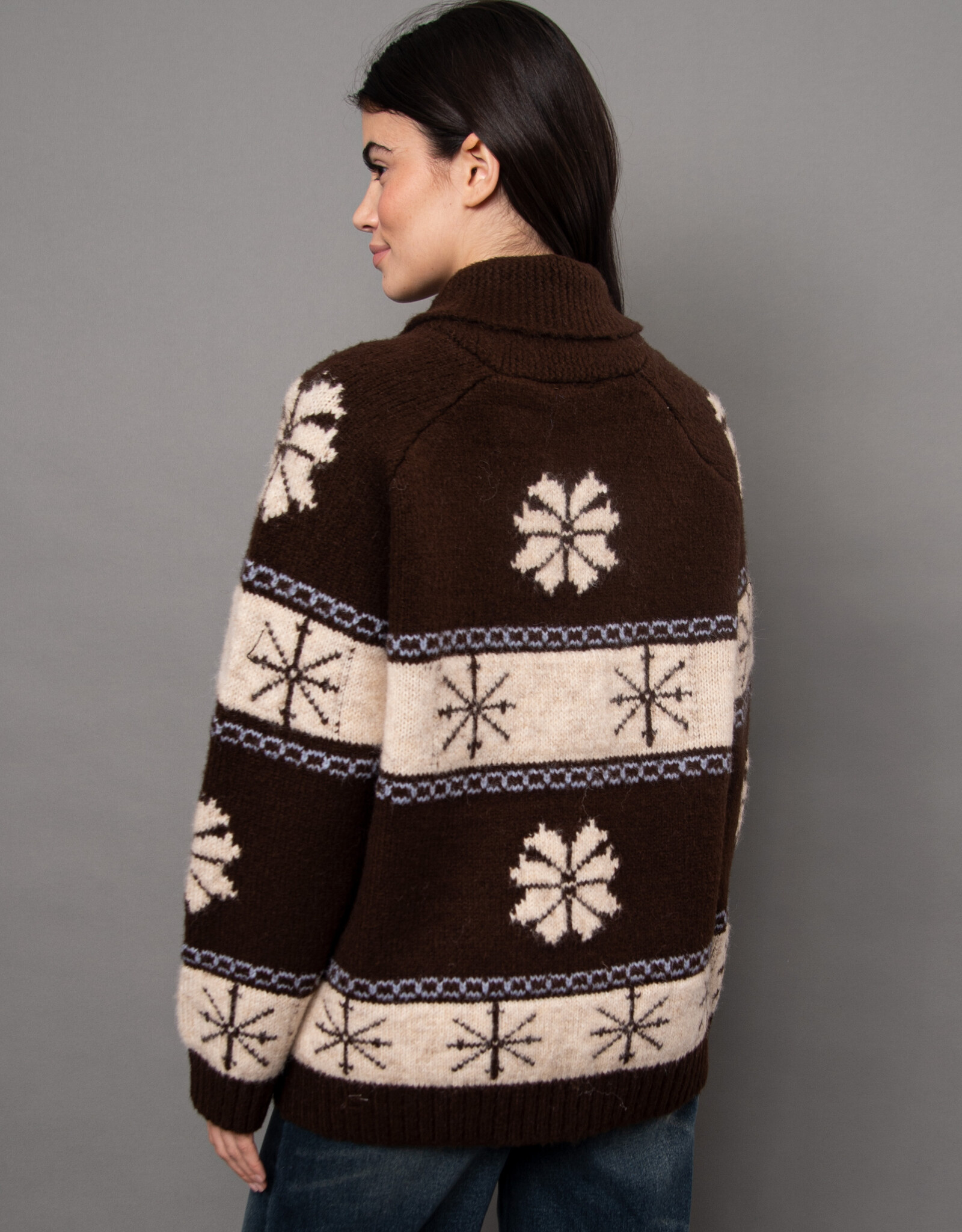 RD Style Saffron Zip Up Cardigan w SnowFlake Design