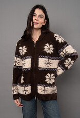 RD Style Saffron Zip Up Cardigan w SnowFlake Design