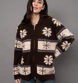 RD Style Saffron Zip Up Cardigan w SnowFlake Design