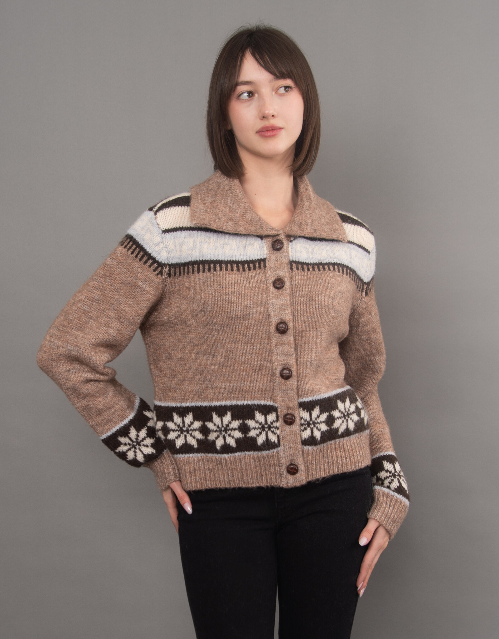RD Style  Kimiko Collar Button Up Cardigan w Design