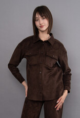 RD Style Sadina Faux Suede Button Jacket Blouse