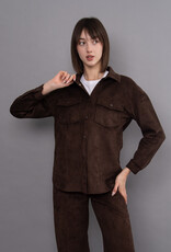 RD Style Sadina Faux Suede Button Jacket Blouse