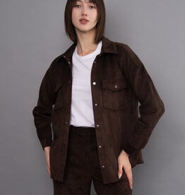 RD Style Sadina Faux Suede Button Jacket Blouse