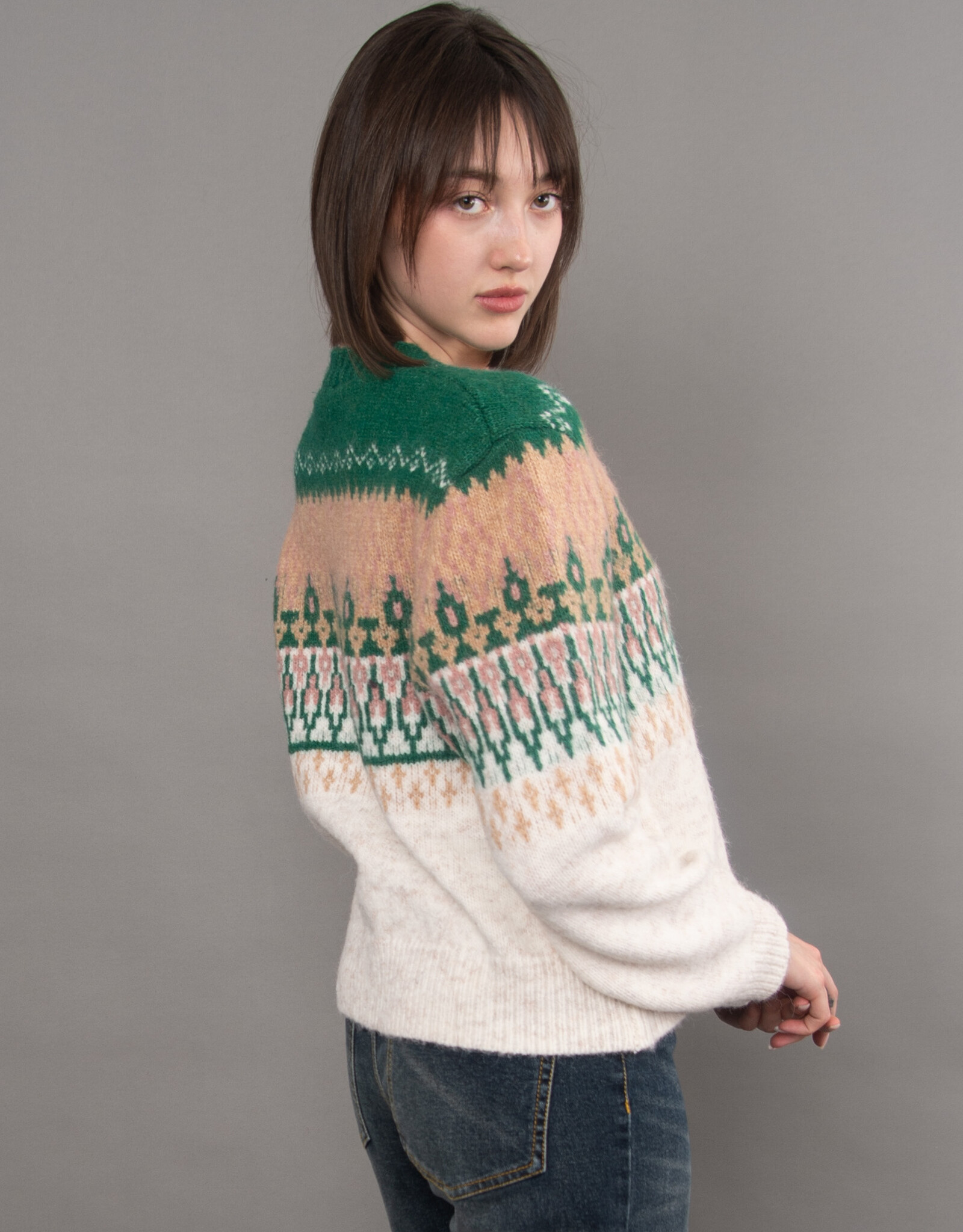 RD Style V-Nk L/S Jaquard Cardigan