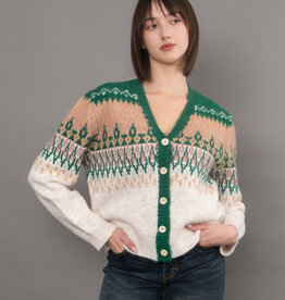 RD Style V-Nk L/S Jaquard Cardigan