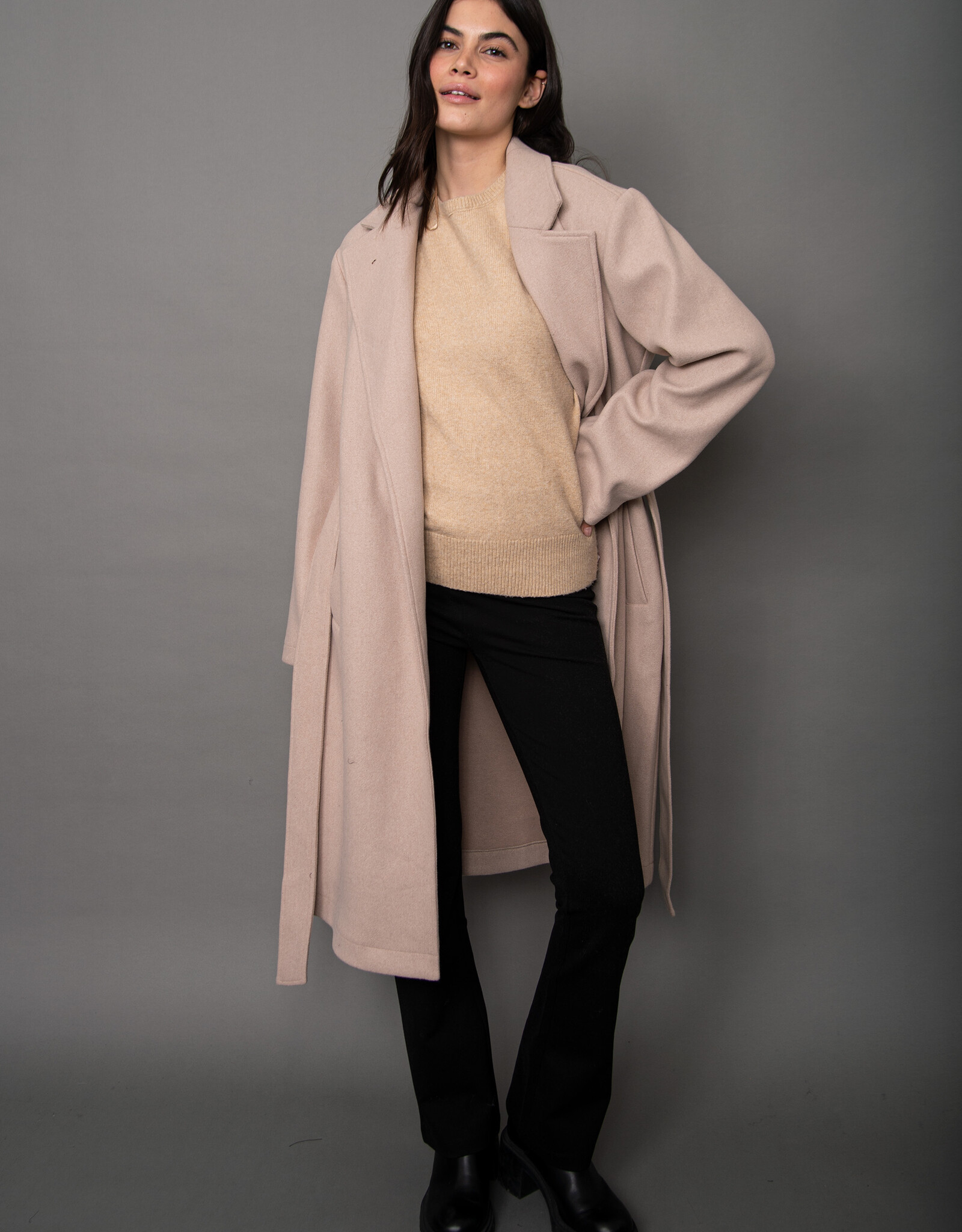 RD Style Havy Notch Collar Wrap Coat