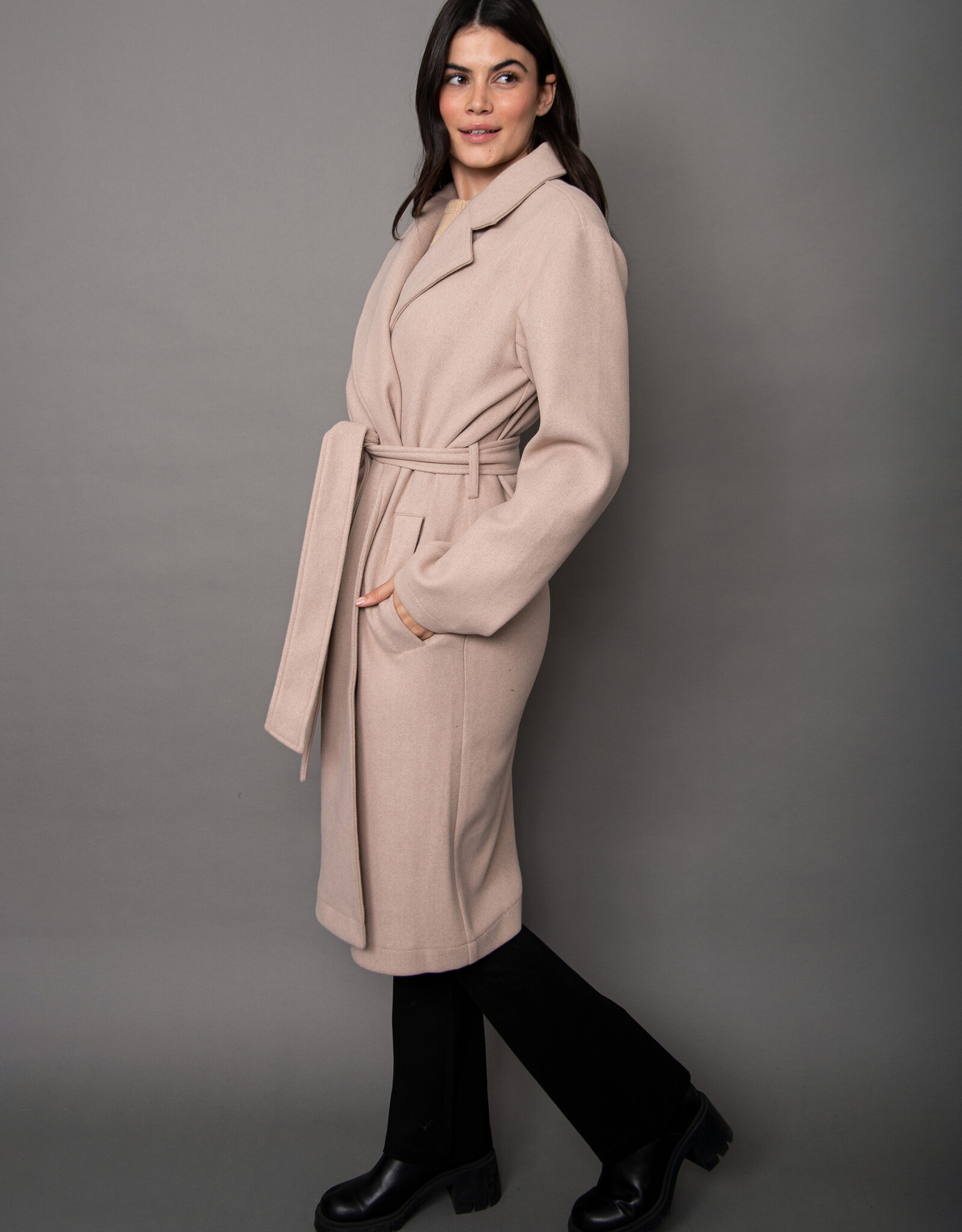 RD Style Havy Notch Collar Wrap Coat