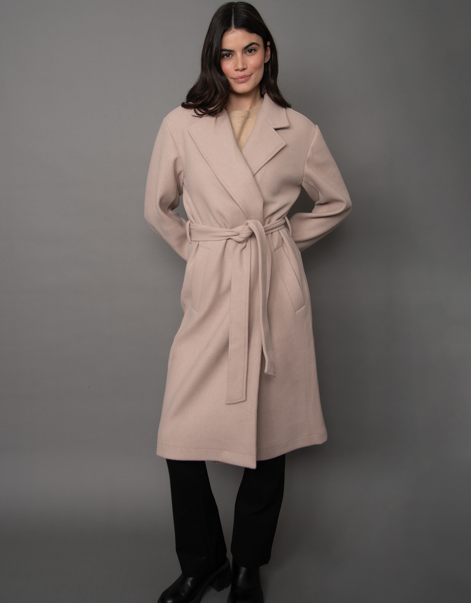 RD Style Havy Notch Collar Wrap Coat