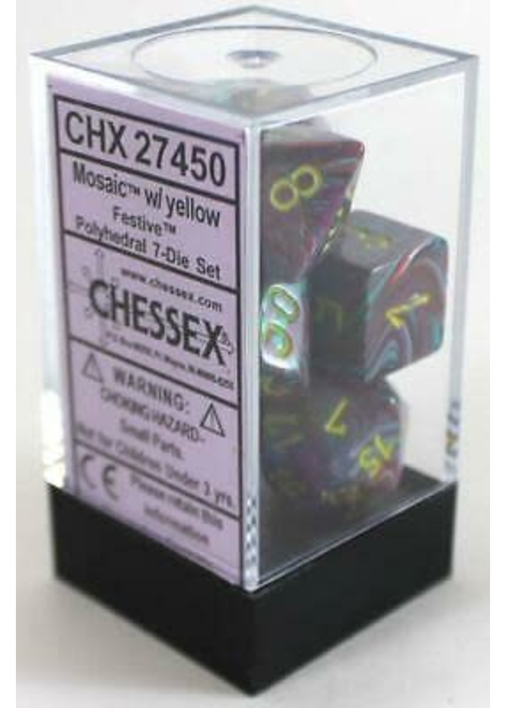 Chessex Festive Poly 7 set: Mosaic w/ Yellow