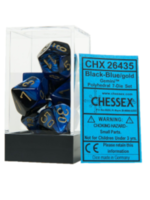 Chessex Gemini Poly 7 set: Black & Blue w/ Gold